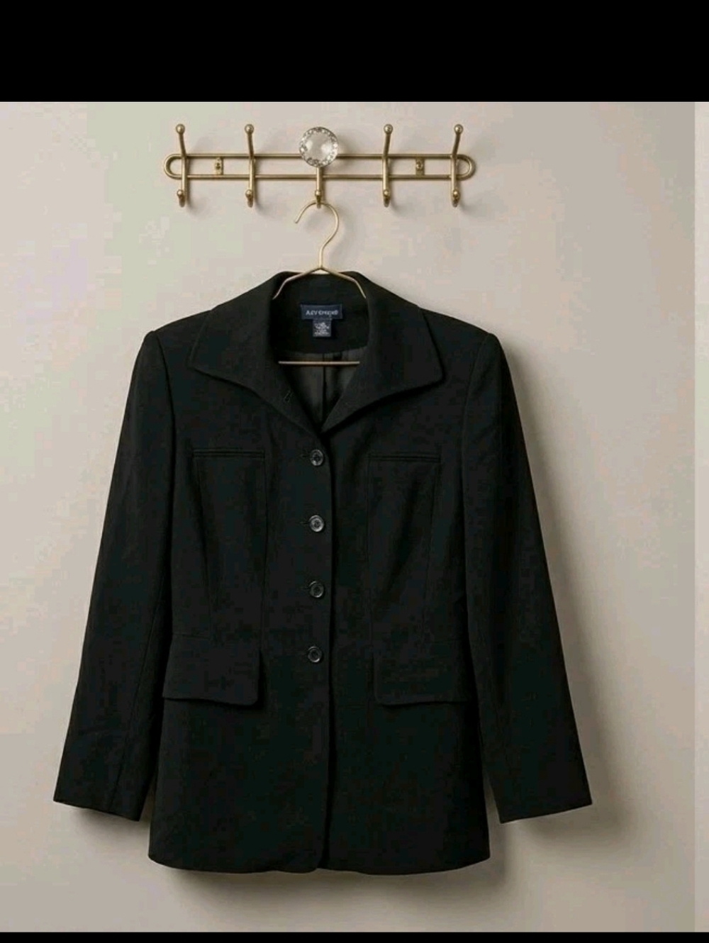 Vintage 90s Ann Taylor Black Blazer Structured Collar 4 Button Office Siren